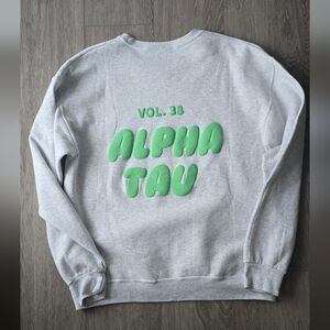 Oversized Collegiate Crewneck Alpha Tau Omega Cozy Campus Sweatshirt Foam Letter